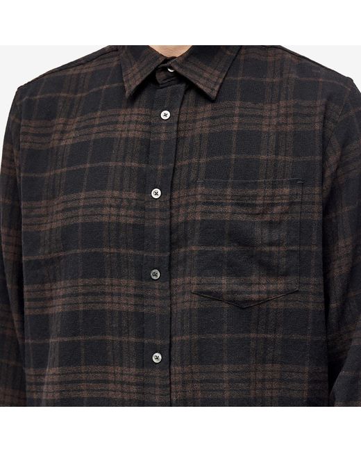 Norse Projects Black Algot Relaxed Wool Check Shirt for men