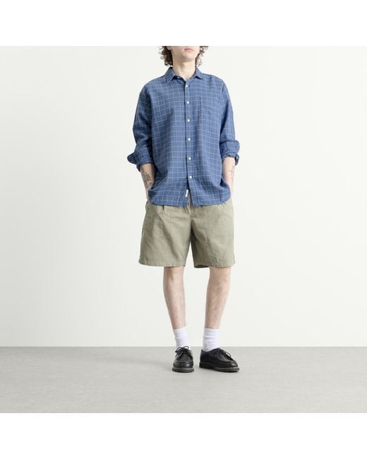 Forét Blue Scout Loose Weave Check Shirt for men