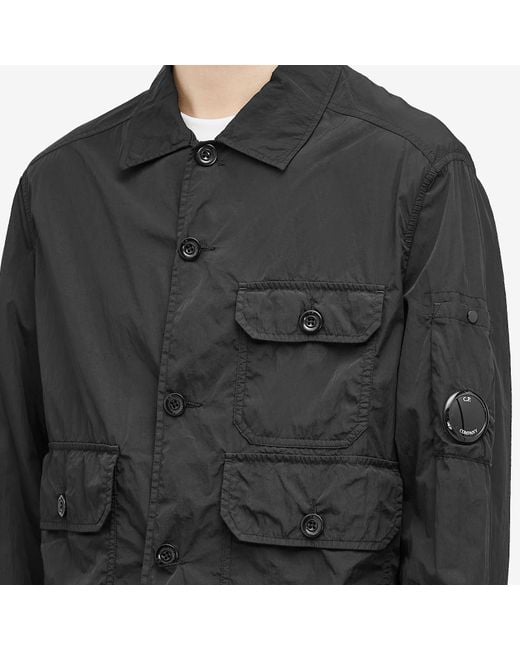 C P Company Black Chrome-R Full Button Overshirt for men