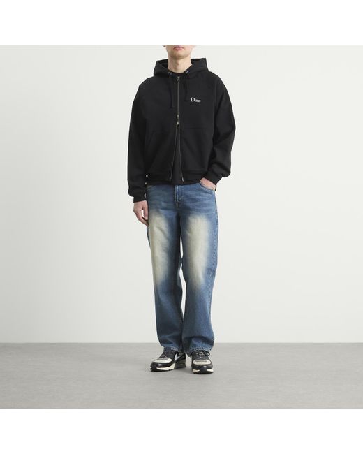 Dime Black Classic Small Logo Zip Hoodie for men