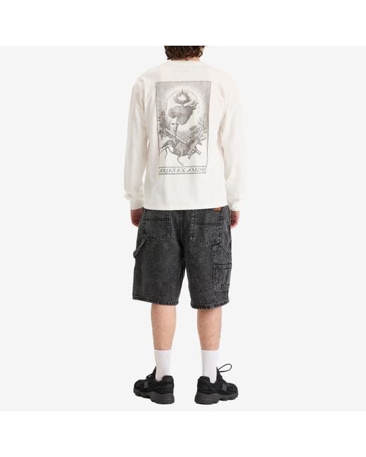 Aries White Faded Ex Amino Long Sleeve T-Shirt for men