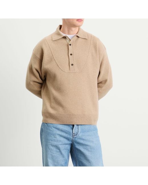Jacquemus Natural Wool Cashmere Knitted Polo for men