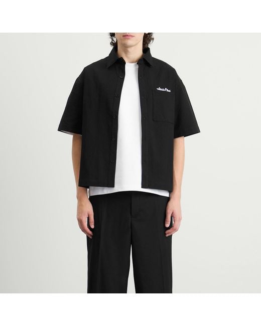 About Blank Black Seersucker Shirt for men