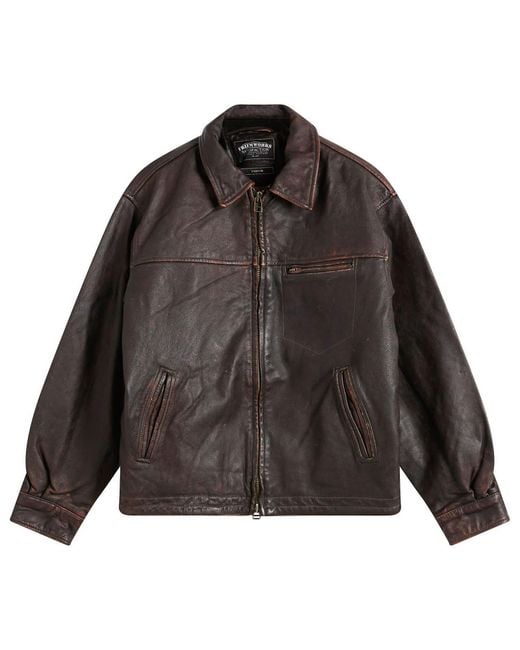 FRIZMWORKS Black Destroyed Cowhide Leather Jacket for men
