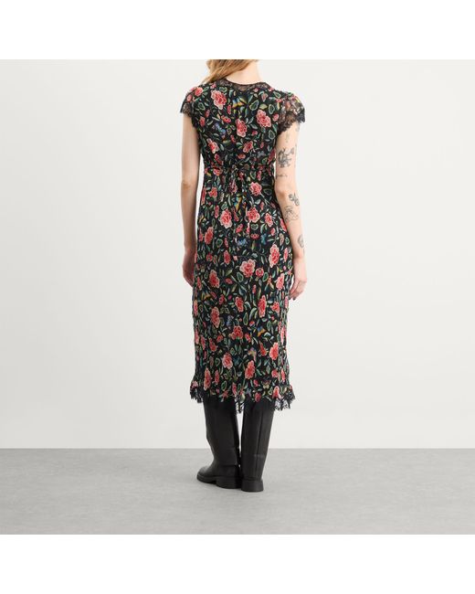 knee length dresses for ladies Navy Clarice Velvet Puff Sleeve Midi Dress