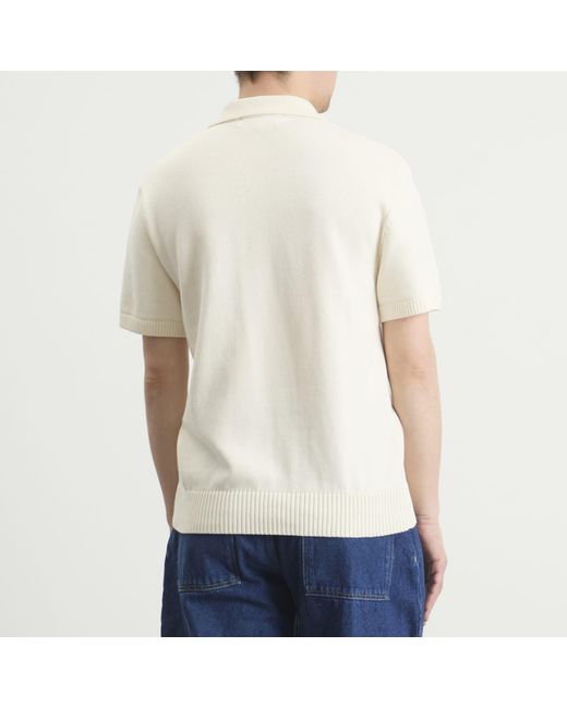 Palmes White Cotton Knit Polo for men