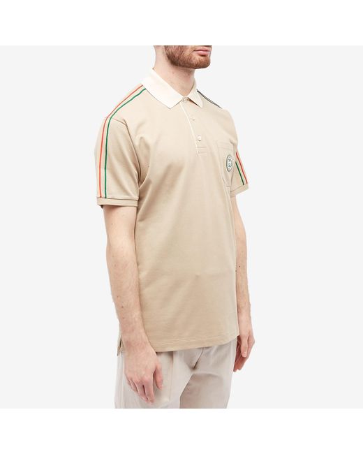 Gucci Natural Logo-embroidered Short-sleeve Stretch-cotton Piqué Polo Shirt X for men