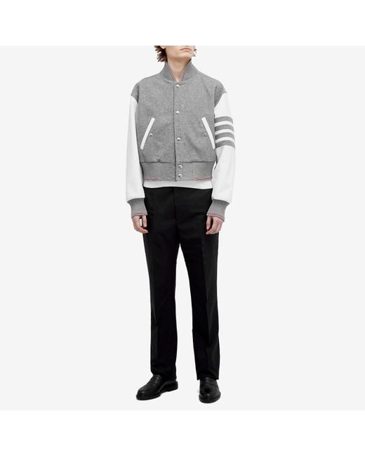Thom Browne Gray 4-Bar Cropped Blouson Jacket for men