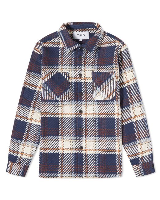 Wax London Blue Astro Check Whiting Overshirt for men