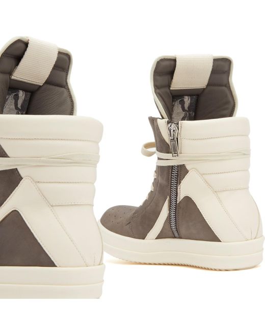 Rick Owens Brown Leather And Nubuck Geobasket Sneakers for men