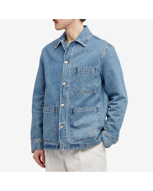 Maison Kitsuné Blue Denim Work Jacket for men
