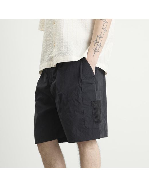 A Kind Of Guise Black Quito Pleated Tech Shorts for men