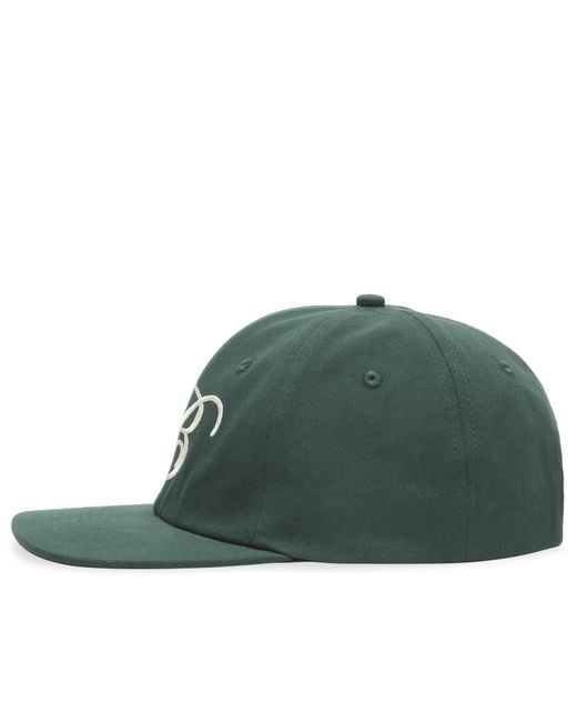 BOUND Green Script Embroidered 6 Panel Cap for men