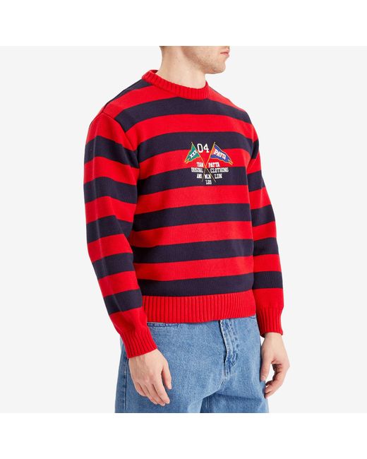 PATTA Red Stripe Flag Knit Jumper for men