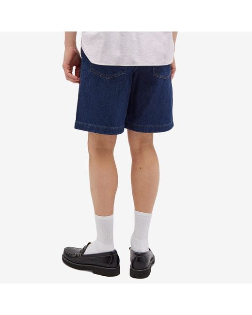 A.P.C. Blue Helio Denim Shorts for men