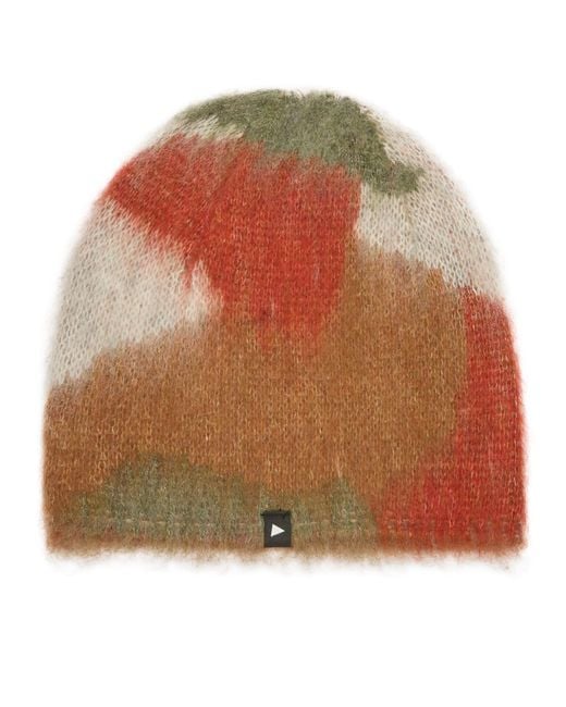 And Wander Brown Mixed Colour Shaggy Knit Beanie for men
