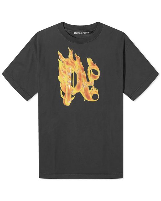 Palm Angels Black Burning Pa Monogram T-Shirt for men