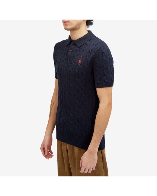 Polo Ralph Lauren Blue Cotton Cable Polo Shirt for men