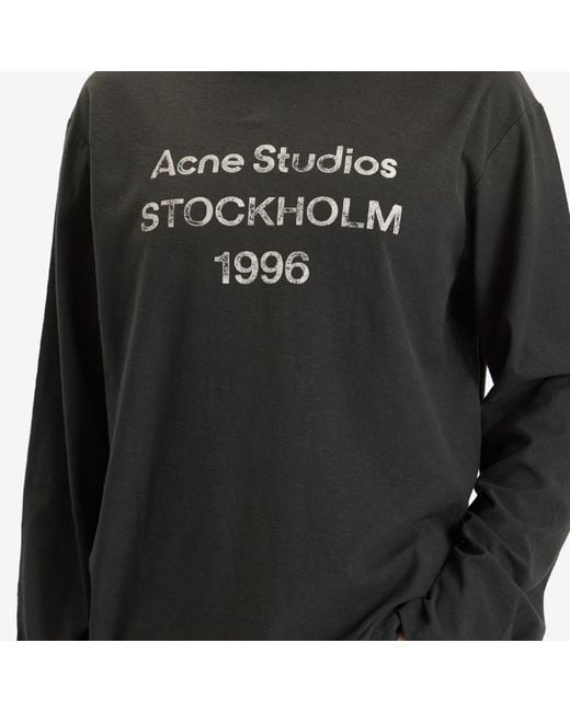 【Acne Studios】Edden 1996 ロゴ 長袖 コットン Tシャツ ロンT Acne Studios Edden 1996 Logo Long Sleeve T-Shirt in Black