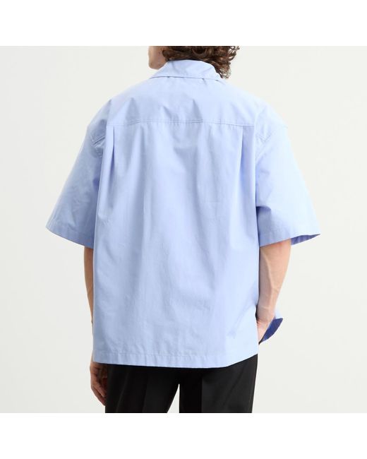 Gucci Blue Heavy Cotton Poplin Short Sleeve Shirt for men