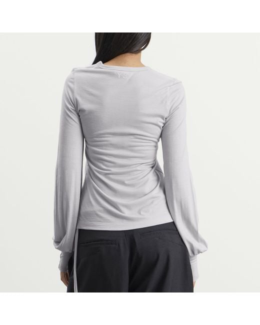 Y-3 Gray Chince Drape Long Sleeve Top