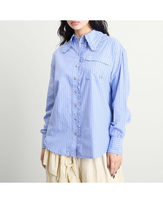 Damson Madder Blue Kendall Ruffle Shirt