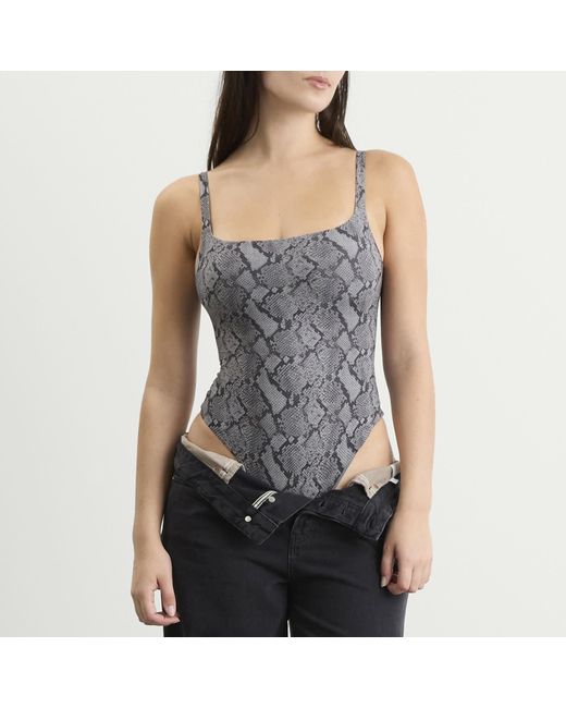 Skims Gray Fits Everybody Square Neck Bodysuit
