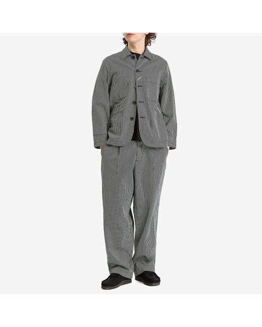 Universal Works Gray Hickory Stripe Original Bakers Jacket for men
