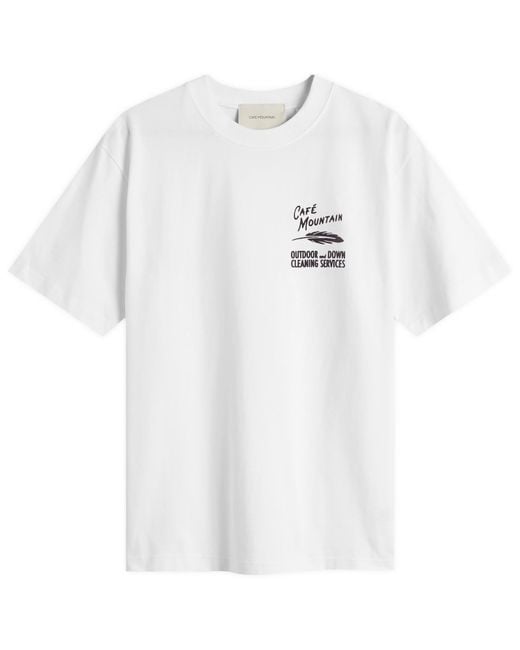 Cafe Mountain White Down Cleaning Duck T-Shirt for men