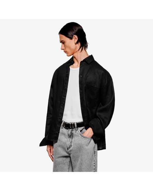 MKI Miyuki-Zoku Black Linen Box Dress Shirt for men