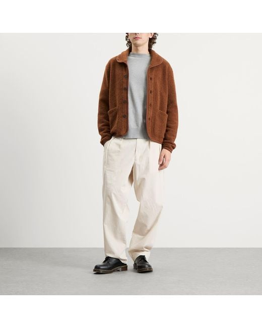 Universal Works Brown Alvar Fleece Lancaster Jacket for men