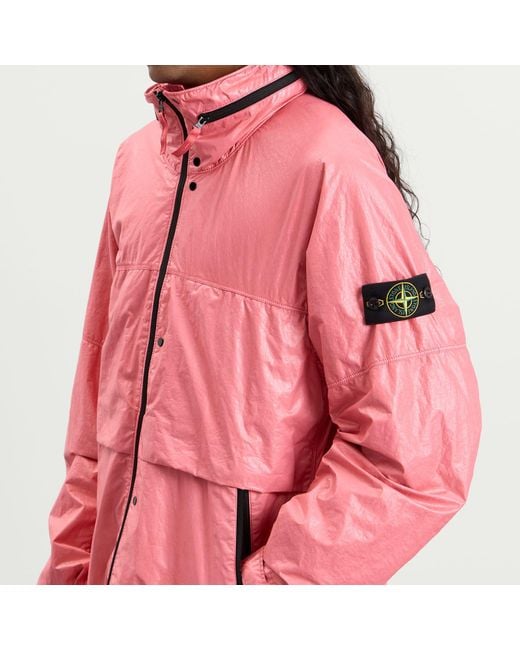 Stone Island Pink Light Nylon 3L-Tc Hooded Jacket for men