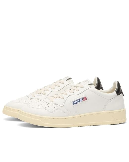 Autry White Medalist Leather Suede Sneakers for men