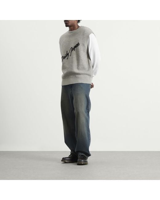 Daily Paper Gray Script Logo Knit Vest for men