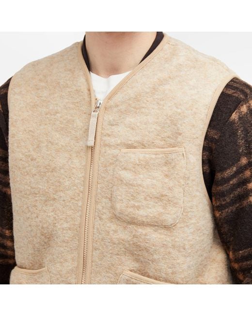 Universal Works Natural Wool Fleece Zip Gilet for men