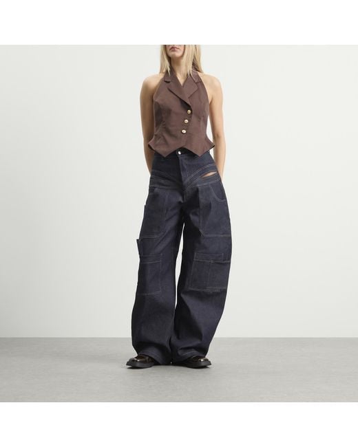 Tolu Coker Brown Halter Waistcoat