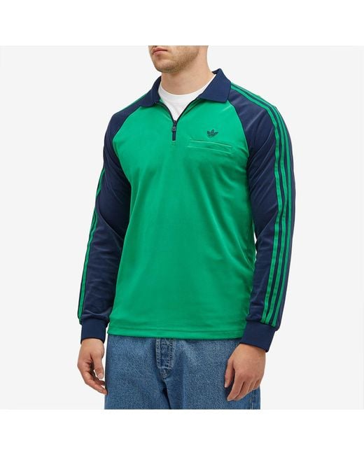 adidas Retro Velour Polo Shirt in Green for Men | Lyst Canada