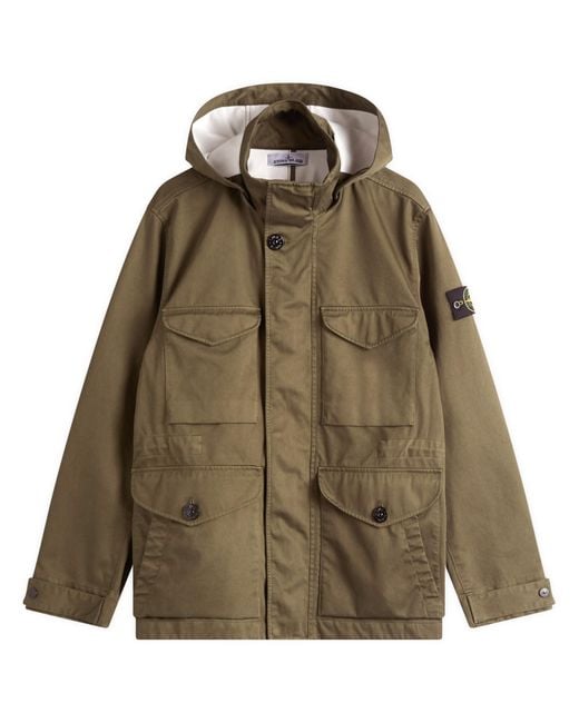 Stone Island Green Raso Gommato 3L Field Jacket for men
