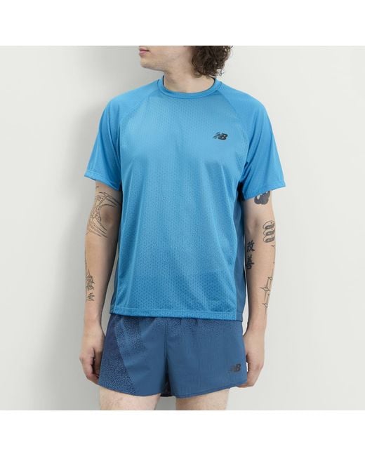 New Balance Blue Viz-Tech Run T-Shirt for men