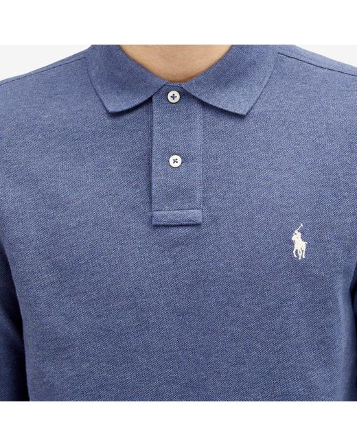 Polo Ralph Lauren Blue Long Sleeve Custom Fit Polo Shirt for men