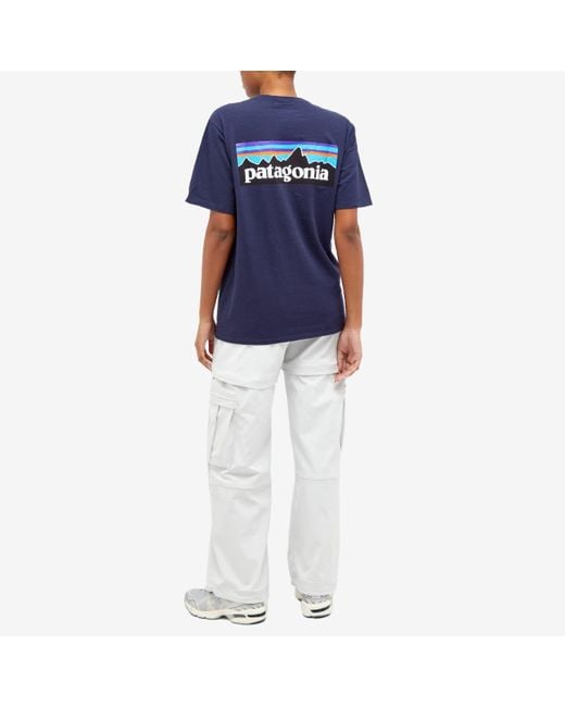 Patagonia Blue P-6 Logo Responsibili-Tee for men