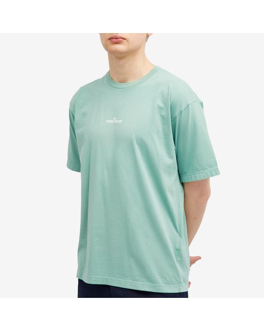 Stone Island Blue Scratched Print T-Shirt for men