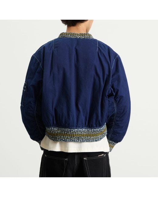 STORY mfg. Blue Story Mfg Seed Printed Wonky-Wear Bomber for men