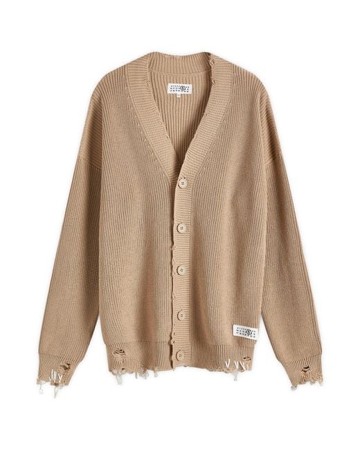 MM6 by Maison Martin Margiela Distressed Cardigan in Brown for Men Lyst