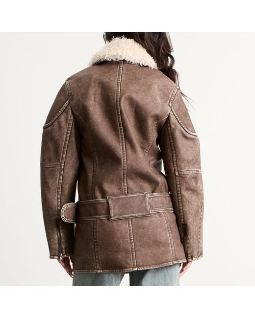 DIESEL Brown G-Eyser Faux Shearling Coat