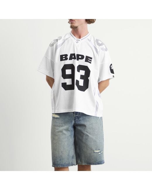 A Bathing Ape White Line Camo Jacquard Football Jersey for men