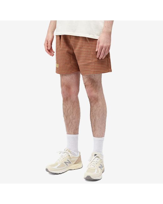 Pleasures Brown Intercept Houndstooth Shorts for men