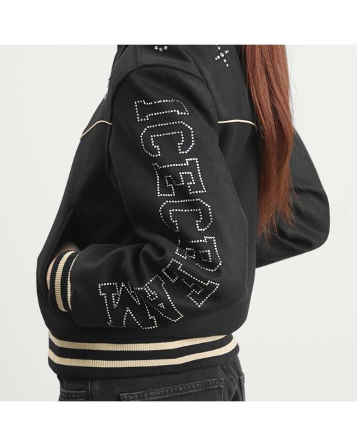 ICECREAM Black Western Crystal Varsity Jacket