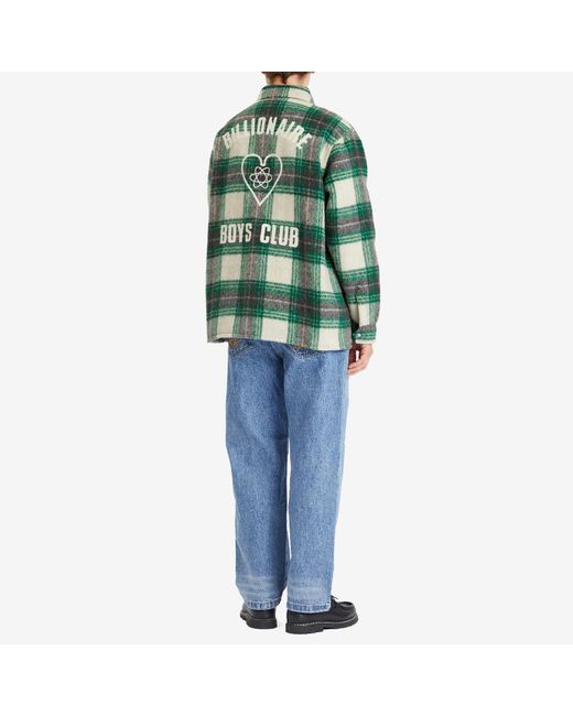 BBCICECREAM Green Heart & Mind Check Overshirt for men