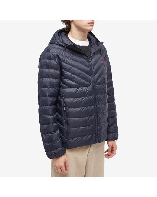 Polo Ralph Lauren Blue Terra Chevron Insulated Hooded Jacket for men